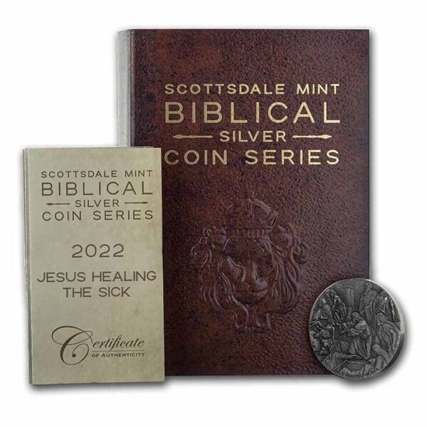 Scottsdale Mint Stříbrná mince – biblická série (Ježíš uzdravuje nemocné) 2 Oz 2022 - Image 3