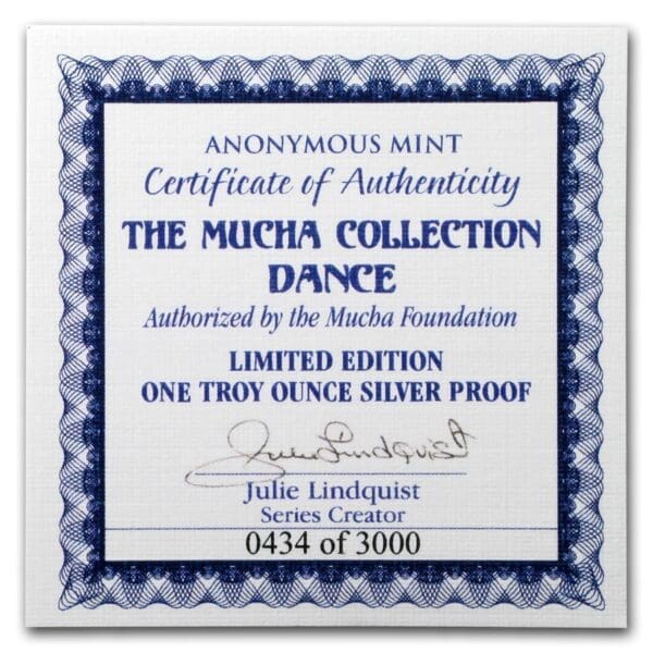 Silver Shield Mince : 1 oz 1 oz  Proof  Mucha Collection (Tanec) - Image 3