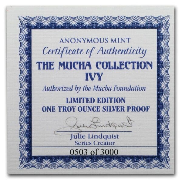 Silver Shield Mince 1 oz Kolekce Mucha Collection (Ivy) - Image 3