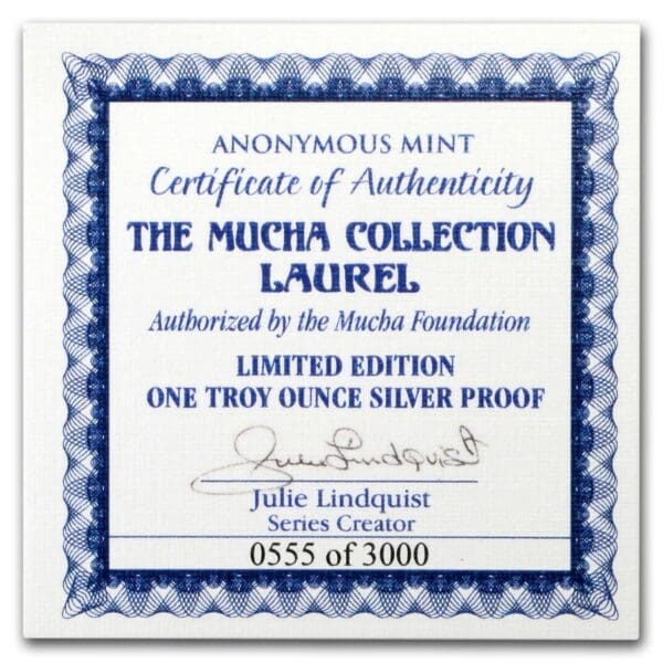 Silver Shield Mince 1 oz Proff  kolekce Mucha Collection (Laurel) - Image 3