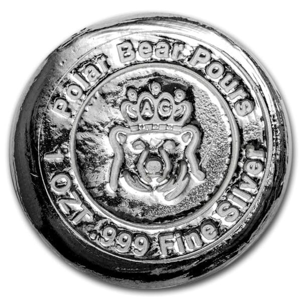Silver Shield Mince : 1 oz ručně vyrobené stříbrné kolo  (korunovaný medvěd)