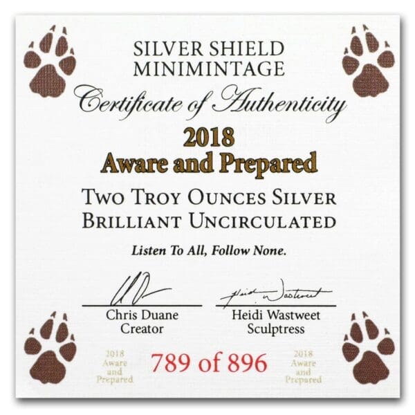 Silver Shield MiniMintage Aware & Připraveno 2018 1 oz - Image 3