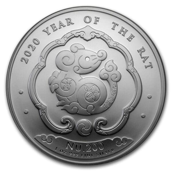 Singapore Mint Bhútán 1 oz Stříbrný lunární krysa BU 1 Oz - Image 2
