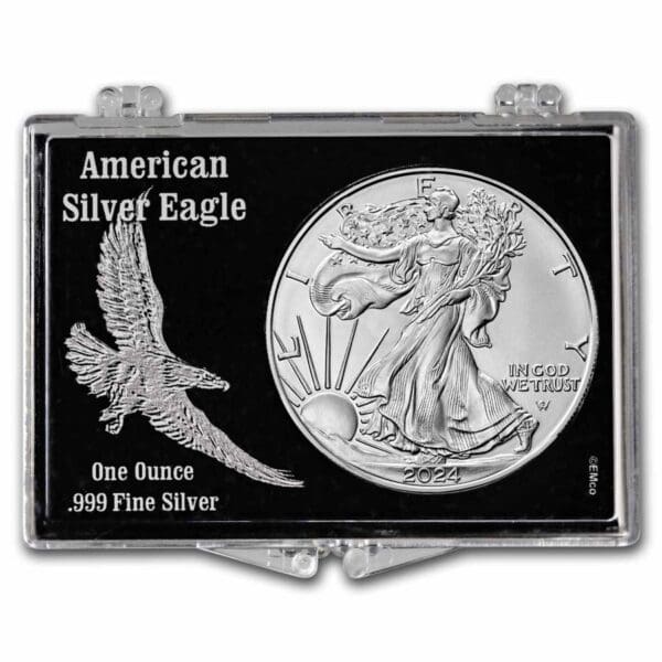UNITED STATES MINT 2024 1 oz Silver Eagle – se západkovým zámkem, reliéfní design Orel