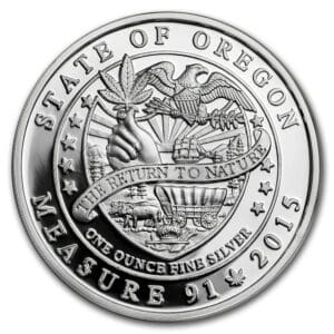 UNITED STATES MINT Mince : 1 ozstříbro Proof  - legalizovaný (stát Oregon)