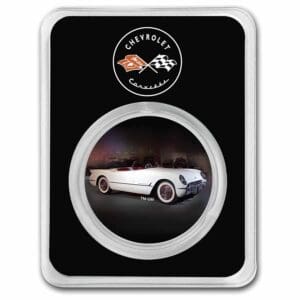 UNITED STATES MINT Mince Corvette (1953) White (barevná) TEP 1 oz