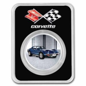 UNITED STATES MINT Mince Corvette (1972) Blue Stingray (barevná) TEP 1oz