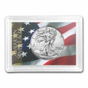 UNITED STATES MINT Stříbrná mince Eagle – s držákem Harris, design americké vlajky 1 Oz 2023 USA