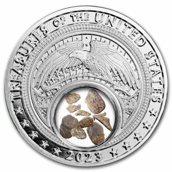 UNITED STATES MINT Stříbrná mince kosti dinosaura Oklahoma (Dinosaur Bone) 1 Oz 2023 USA - Image 2