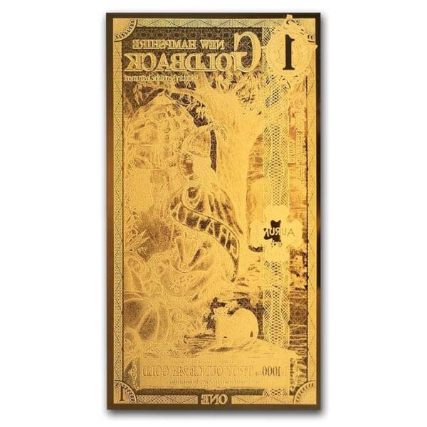 Valaurum 1 New Hampshire Goldback - Aurum Gold Foil Note (24k) - Image 2