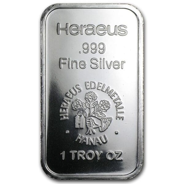 Argor Heraeus SA Stříbrný slitek Heraeus (Hanau, Německo, s květinou)