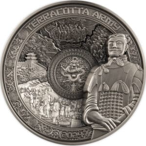 Stříbrná mince Terakotová armáda – 1 kg ryzího stříbra, 25 NZD, Samoa 2024