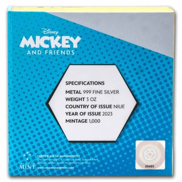 New Zealand Mint Disney's Mickey Mouse & Pluto 3 Oz 10 $ Niue 2023 - Image 5
