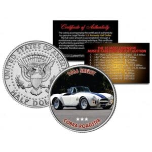 U.S. Mint 1966 SHELBY COBRA ROADSTER – nejdražší svalové vozy, jaké kdy byly prodány v aukci –  mince JFK Half Dollar