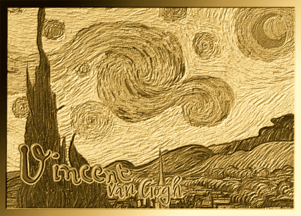 Zlatý slitek Hvězdná noc - mistrovské dílo Vincenta van Gogha