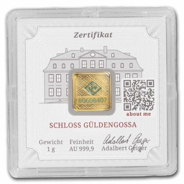 1 gram zlatý slitek - Geiger Edelmetalle (zapouzdřený s testem) - Obrázek 2