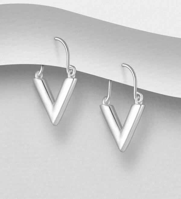 Stříbrné kruhové náušnice 925 Sterling Silver Chevron