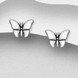 Stříbrné náušnice 925 Motýlek Butterfly Push-Back