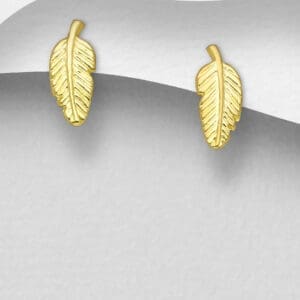 Stříbrné náušnice 925 ve tvaru lístků Leaf Push-Back a pozlacené žlutým zlatem