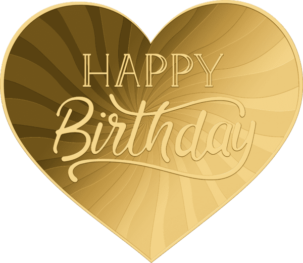 Zlatá mince Happy Birthday Heart 999/1000 Zlatý dárek k narozeninám Blahopřejeme