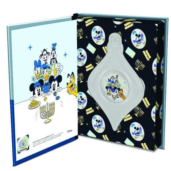 New Zealand Mint DISNEY SEASON'S GREETINGS HAPPY CHANUKA 2024 1OZ  STŘÍBRNÁ MINCE - Image 3