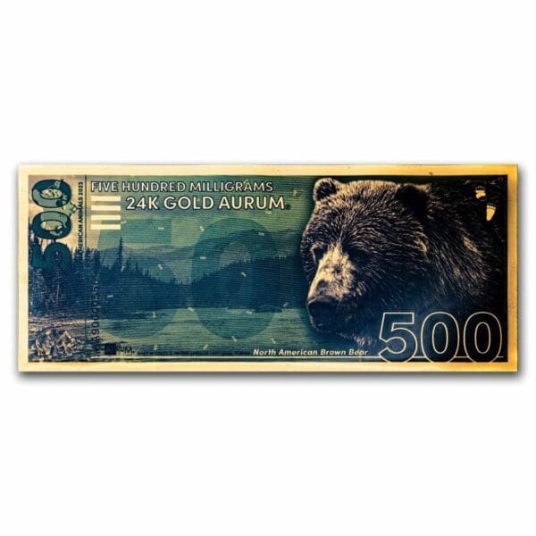 Valaurum Gold Aurum Note – 500 mg (hnědý medvěd, 24K) Bear