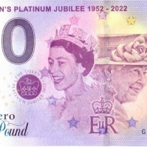 0 Pound bankovka Queen Elizabeth II · 0 librová bankovka Velká Británie 2022 · Platinové jubileum královny
