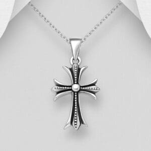 Přívěsek z oxidovaného stříbra 925 Fleur De Lis, Krížek