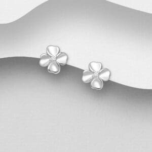 Náušnice stříbro 925 Clover Push-Back, zdobené CZ simulovaným diamantem