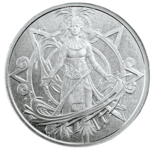 Aztécké vodní božstvo 1 oz  0,999 stříbro BU