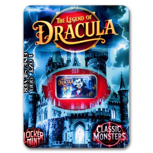 Litý stříbrný slitek obarvený - Dracula (COA) 1 Oz