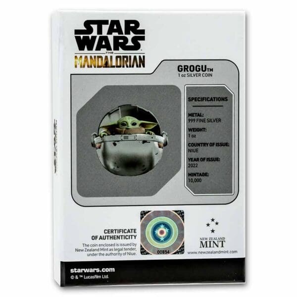 Star Wars Mandalorian: Grogu Pod 2022 Niue 1 oz Ag $ 2 - Image 5