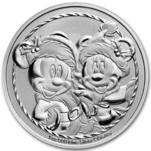 Mickey & Minnie Maus Disney 2024 1 oz $ 2 stříbrná BU mince – Niue –