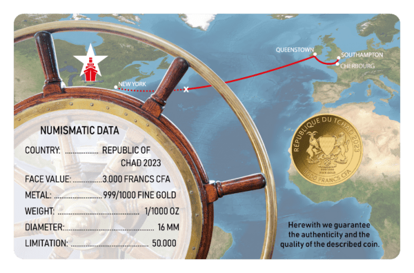 Zlatá mince Titanic Coincard 999/1000 zlatý dárek - Image 4
