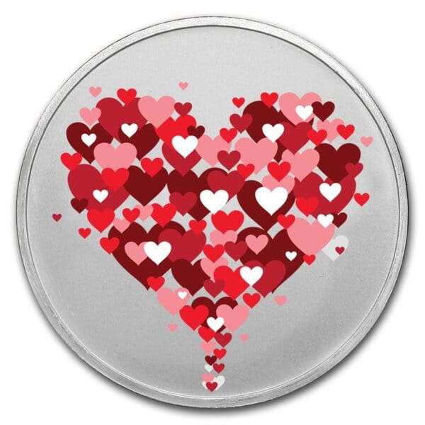 Stříbrná barevná mince Hearts Rising (srdce) 1 Oz