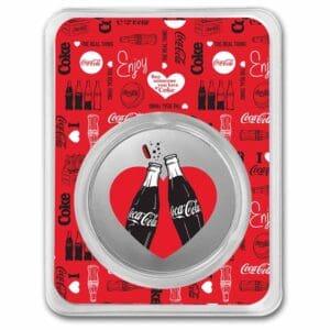 Coca-Cola 1 oz Silver Colorized Valentine mince (v TEP)