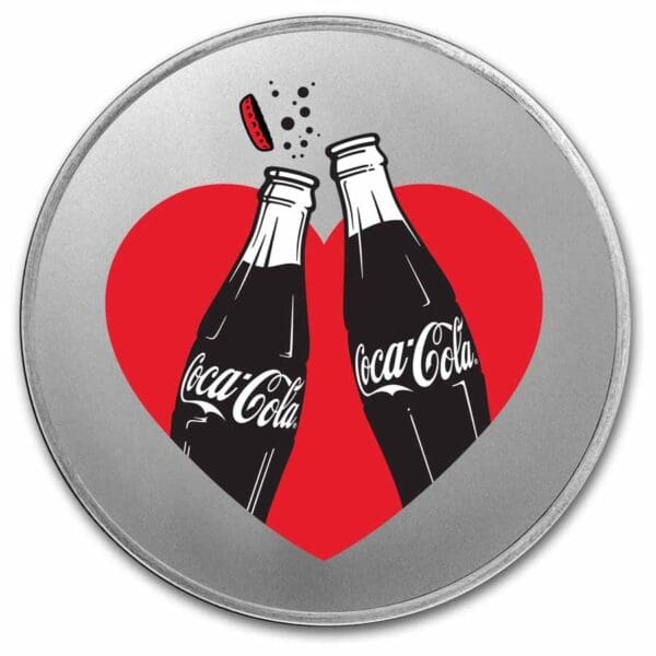 Coca-Cola 1 oz Silver Colorized Valentine mince (v TEP) - Image 3