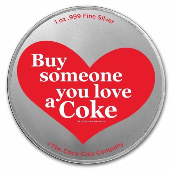 Coca-Cola 1 oz Silver Colorized Valentine mince (v TEP) - Image 4