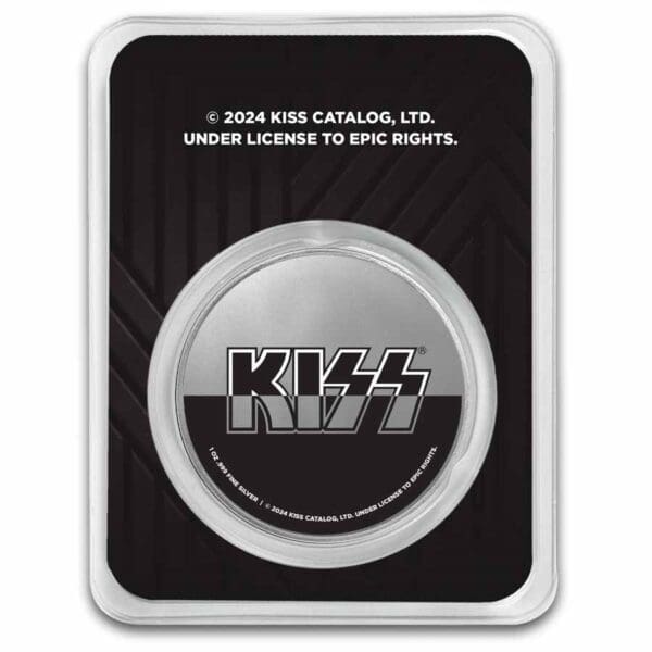 Stříbrná mince černobílé logo Kiss 1 Oz v TEP - Image 2