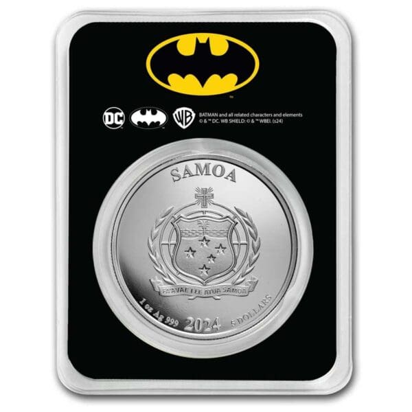 Stříbrná barevná mince 2024 Samoa 1 oz DC Comics Batman v TEP - Image 2