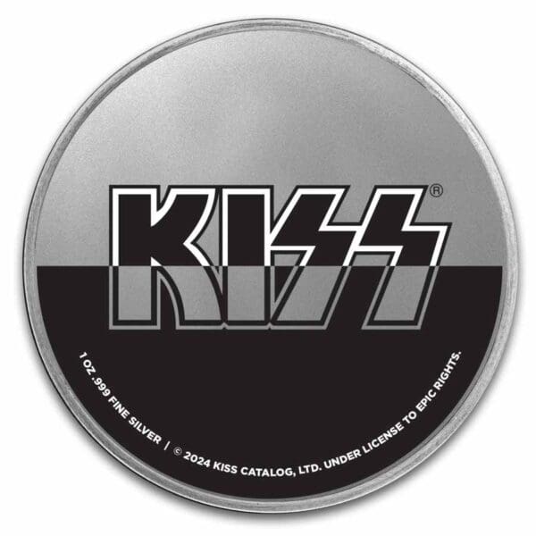 Stříbrná mince černobílé logo Kiss 1 Oz v TEP - Image 4