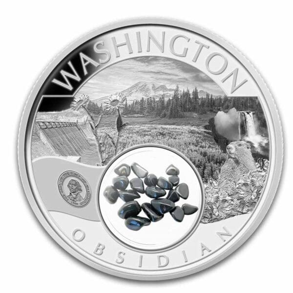 2024 1 oz Ag Treasures of the US Washington Obsidian Native Mint