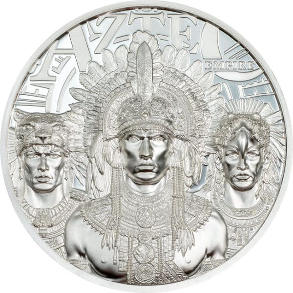 2025 Cookovy ostrovy 1 oz Silver Aztec Empire Proof (s krabicí a COA)