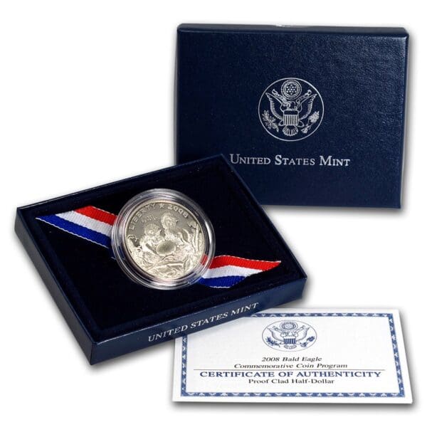 2008-S Orel bělohlavý 1/2 dolar Clad Commem Proof (s krabicí a COA)
