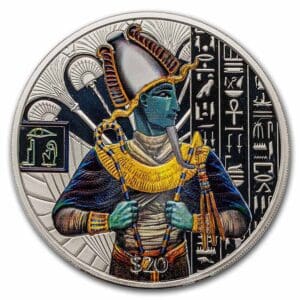 Stříbrná mince  Egyptian Gods: Osiris (Barevna) 2 Oz