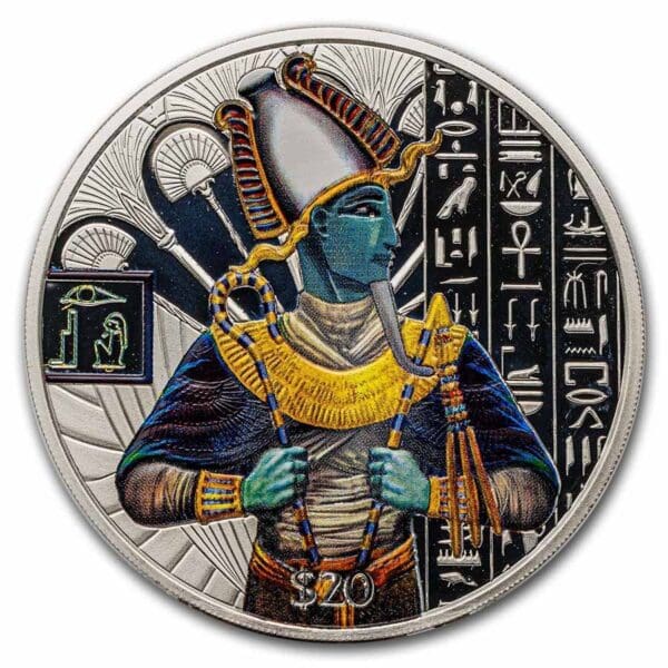 Stříbrná mince  Egyptian Gods: Osiris (Barevna) 2 Oz
