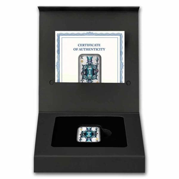 Stříbrný slitek pokerové karty o hmotnosti 2 oz: King of Diamonds (s krabičkou a certifikátem pravosti) - Image 4