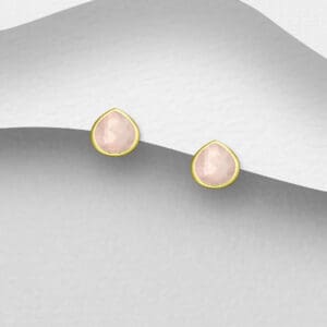 Stříbrné náušnice , zdobené růženínem a pokovené 18karátovým zlatem