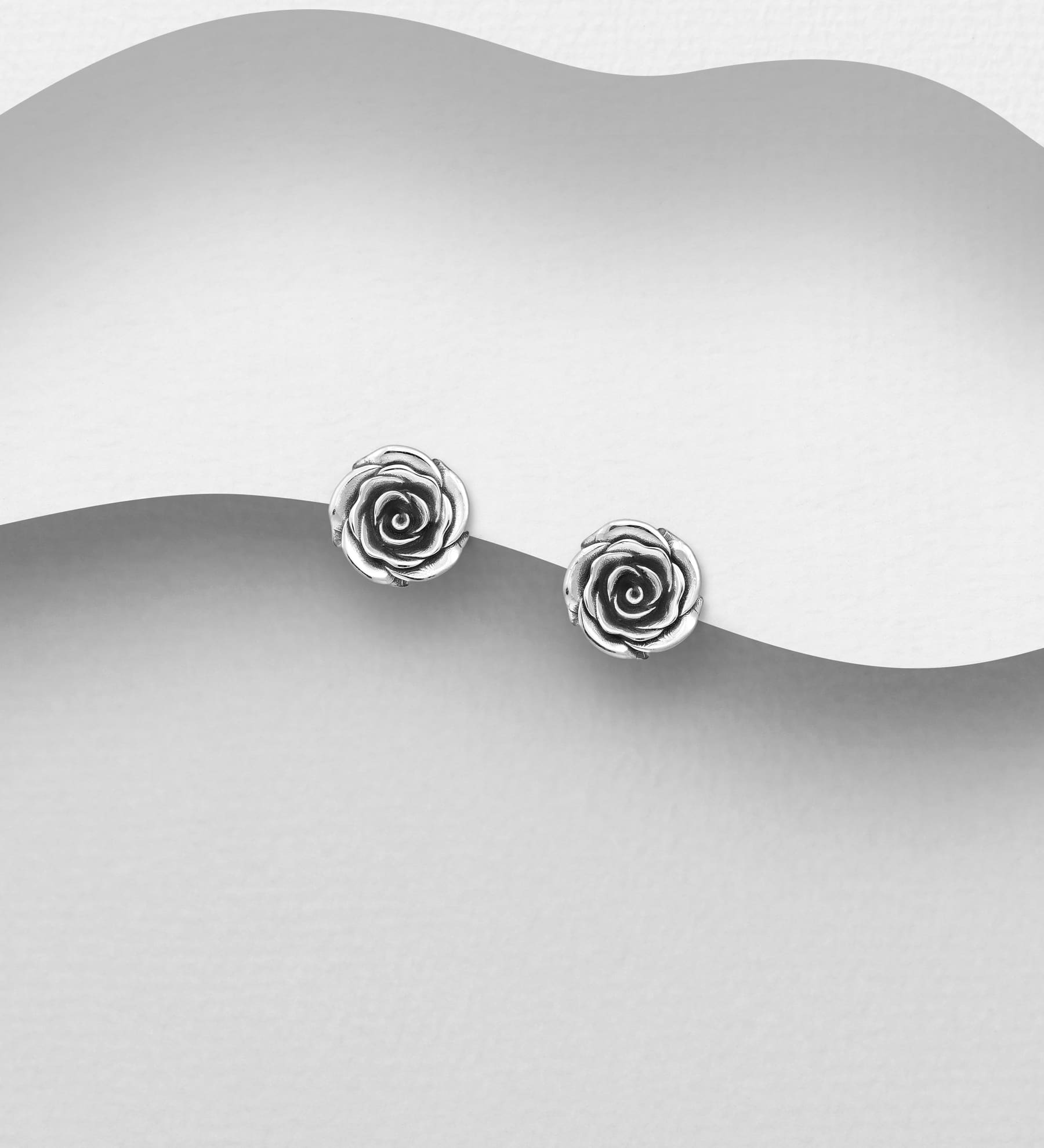 Náušnice z oxidovaného stříbra 925 ve tvaru růží
