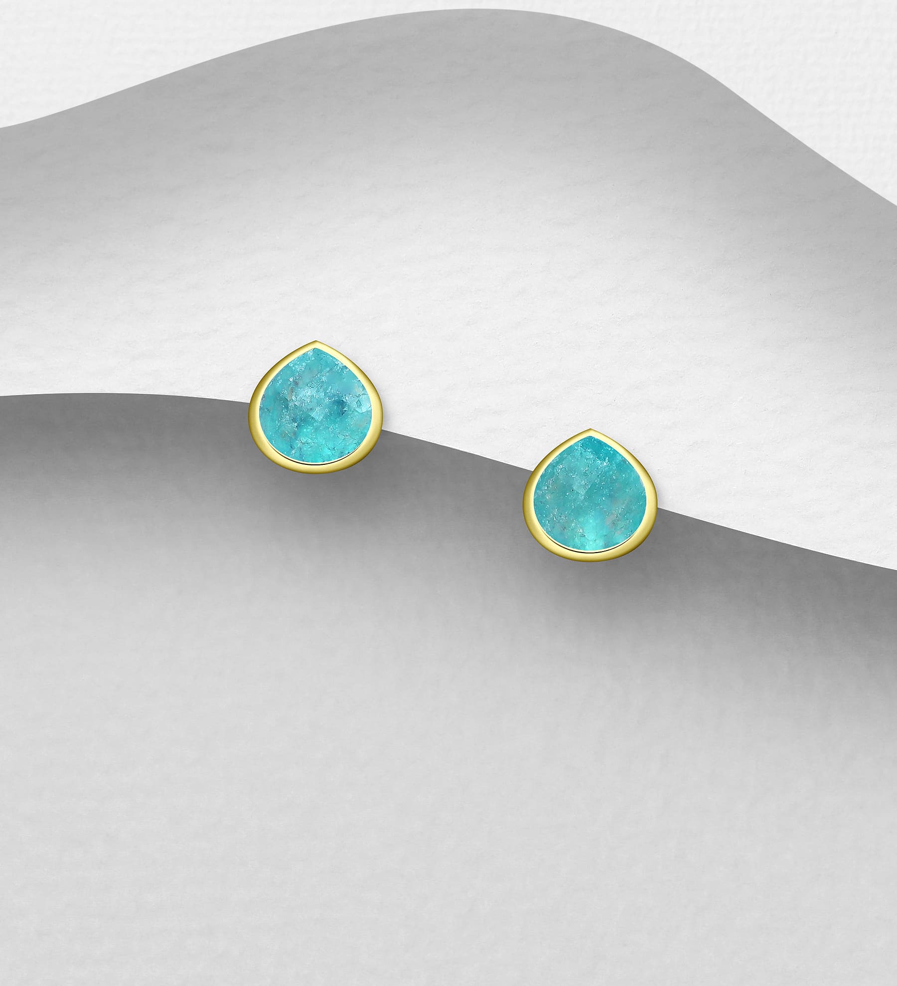 Stříbrné náušnice , zdobené chalcedonem a pokovené 18karátovým zlatem